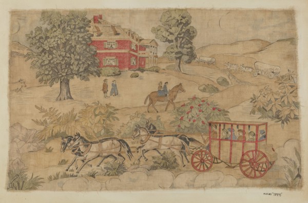 Printed Textile: Genre Scene, c. 1939.
