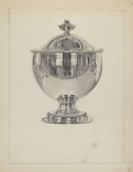 Silver Sugar Bowl with Cover, c. 1936.