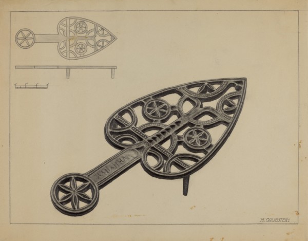Pa. German Flat-iron Holder, c. 1936.