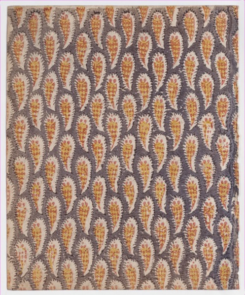 Sheet with overall paisley pattern, 19th century.