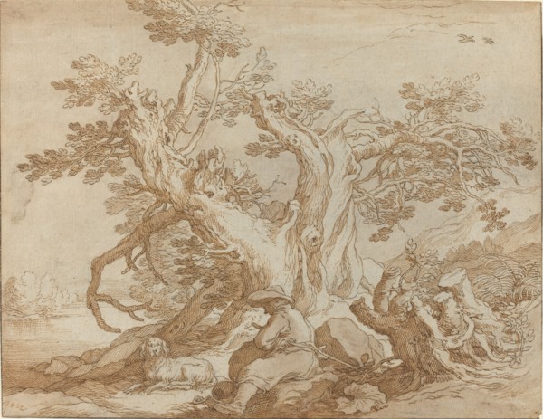 Landscape with Seated Figure and Dog.