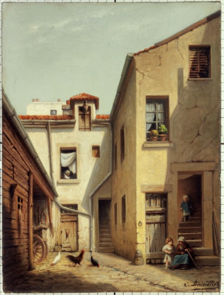 Courtyard interior in Menilmontant, c1890.