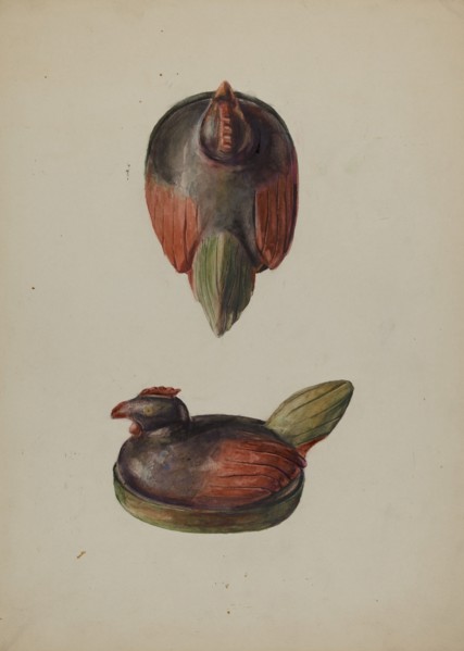 Pa. German Carved Wooden Chicken, c. 1937.