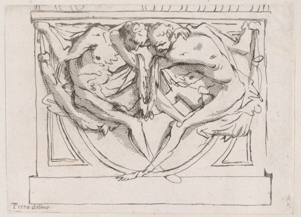 Stucco bas-relief with two male figures, 1700-1800.