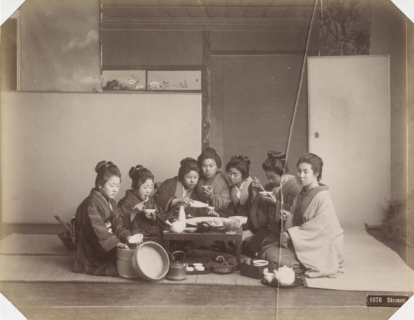 Japanese women at a meal, Between 1870 and 1890. Private Collection.