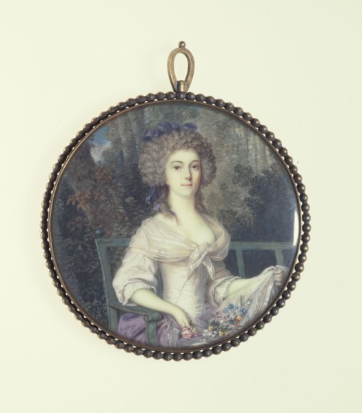 Young woman sitting on a bench, 1789.