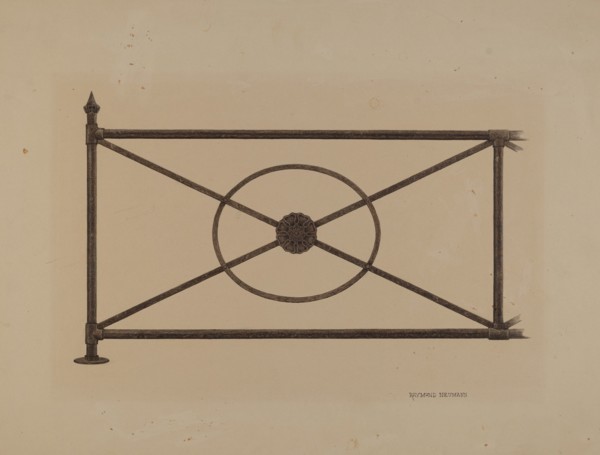 Balcony Railing with Cast Rosette, c. 1940.