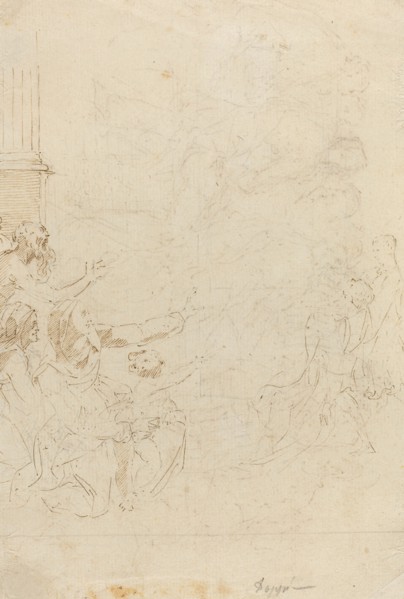 Seven Figures Witnessing an Ascension [verso].