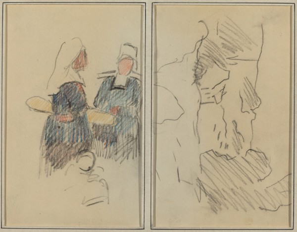 Two Breton Women; Landscape [recto], 1884-1888.
