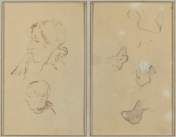 Two Heads; Studies of Sheep [recto], 1884-1888.