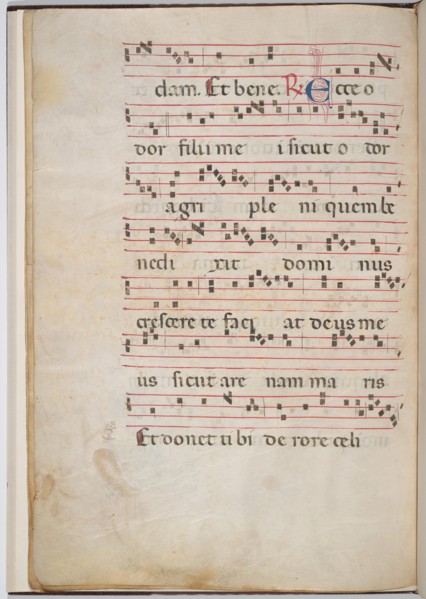 Leaf 8 from an antiphonal fragment (verso), c. 1275.