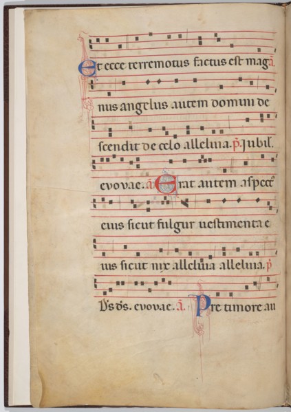 Leaf 3 from an antiphonal fragment (verso), c. 1275.