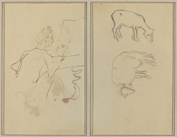 Man Playing Piano; Two Sheep [verso], 1884-1888.