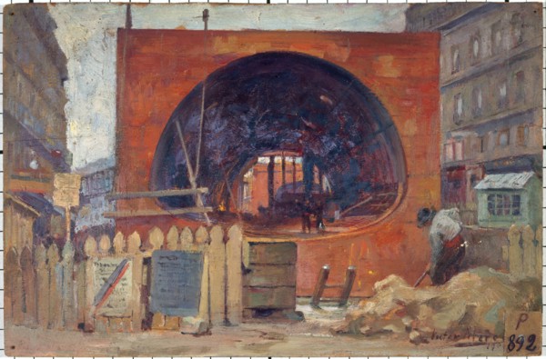 Metropolitan work in Place Saint-Michel in 1906.