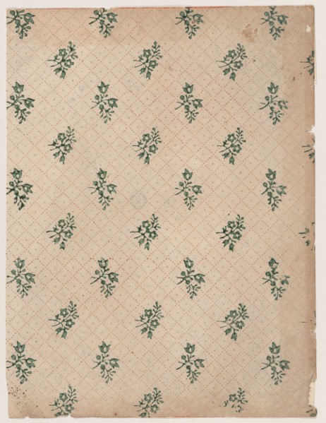 Sheet with dot grid pattern with bouquets, 19th century.