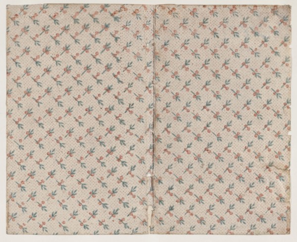 Sheet with dot grid pattern with bouquets, 19th century.