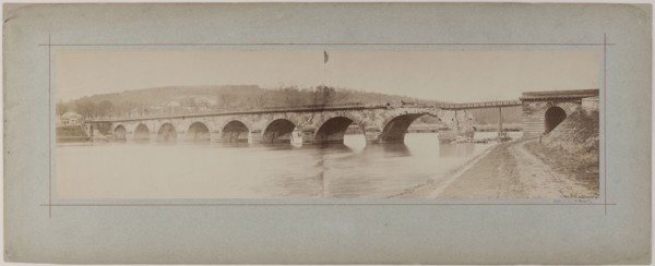 View of a destroyed bridge, 1870.