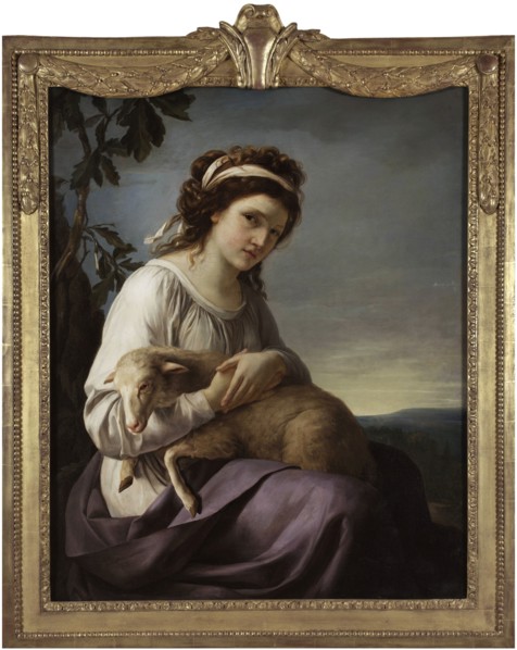 Portrait of a young woman holding a lamb, 1788.