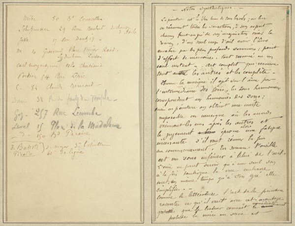 Address List; Manuscript Page [recto], 1884-1888.