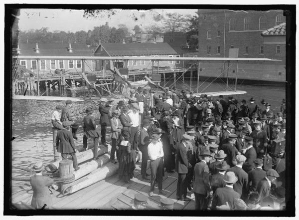 Seaplane, demonstration, between 1910 and 1920. USA?