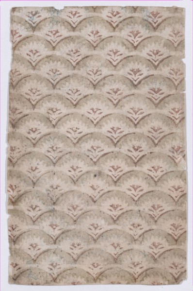 Sheet with overall curved abstract pattern, 19th century.