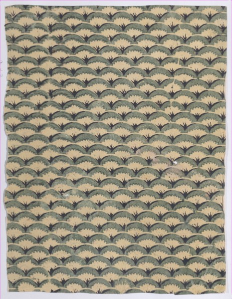 Sheet with overall curved abstract pattern, 19th century.