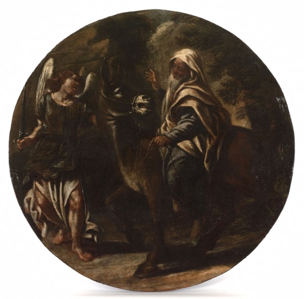 Balaam and his donkey stopped by the angel of the Lord.