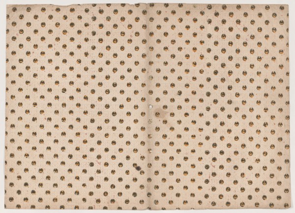 Book cover with overal circle and dot pattern, 19th century.