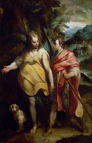 Tobias and the Angel, ca. 1575. Creator: Raffaellino da Reggio (1550-1578).