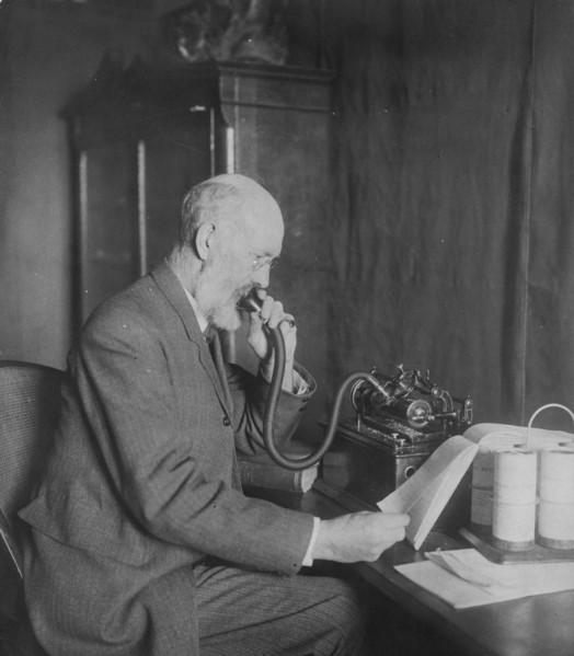 Mr. Welch, National Phonograph Co., n.d.. Reading into dictaphone.