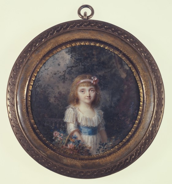 Portrait of a little girl in a park, c1785.