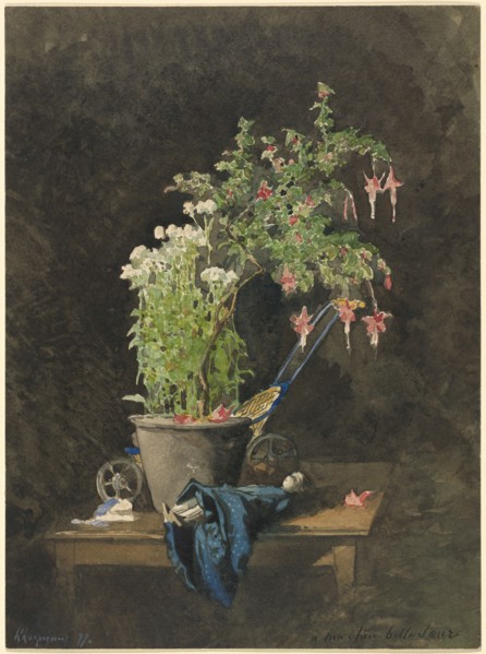 A Potted Fuchsia with Children's Toys, 1877.