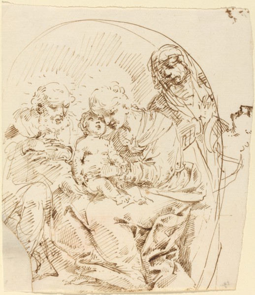 Holy Family with Saint Anne and Female Head in Profile.