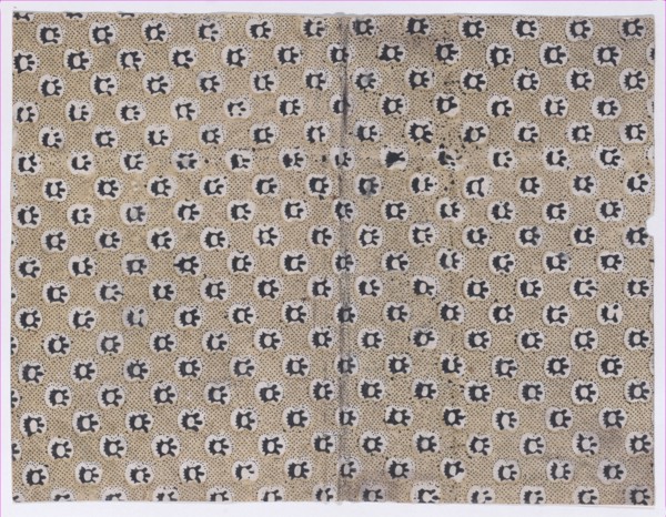 Book cover with overall dot and abstract pattern, 19th century.