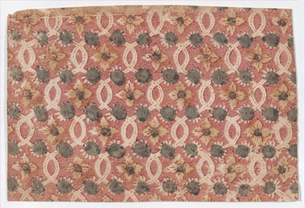 Sheet with overall lattice pattern with rosettes, 19th century.