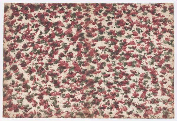 Sheet with overall green and red splotchy design, 19th century.