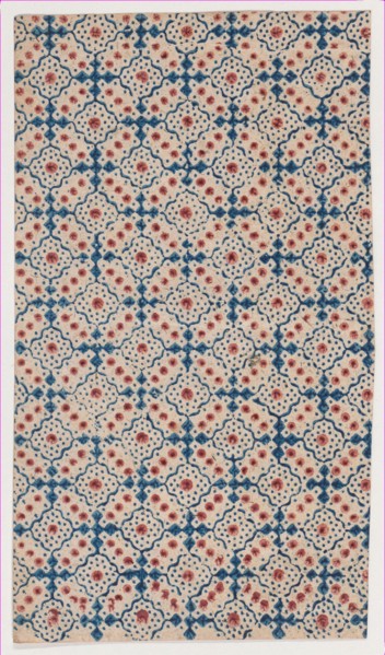 Sheet with an overall pattern of dots and squares, 19th century.