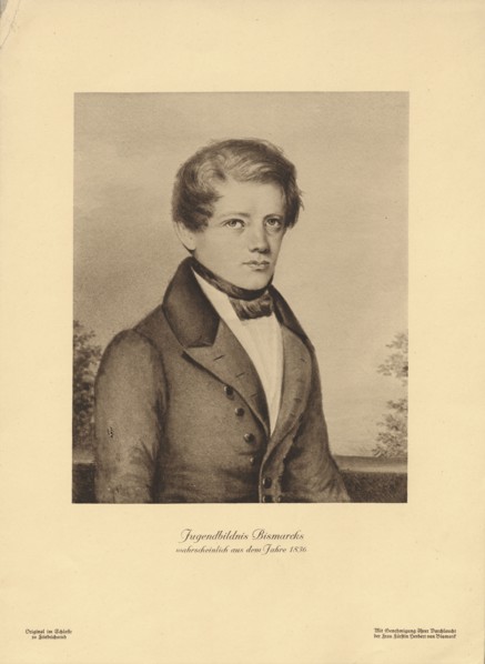 Portrait of Bismarck as a youth, probably from 1836, 1890. Private Collection.