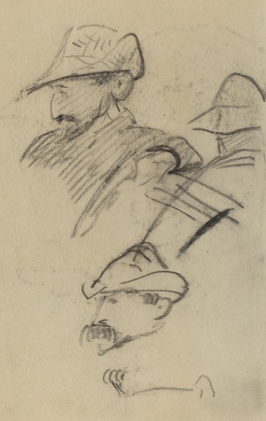 Three Studies of a Man Wearing a Hat [recto], 1884-1888.