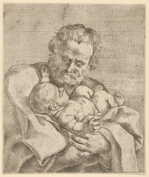 Saint Joseph holding the infant Christ, after Reni, 17th century.