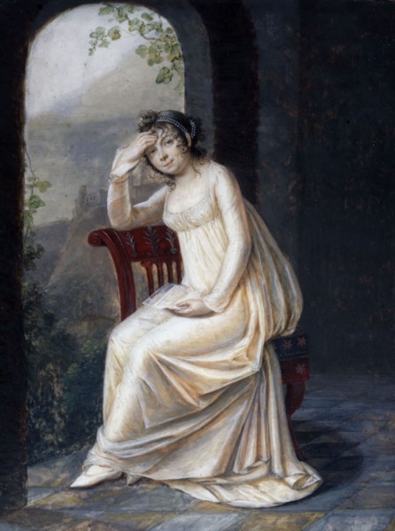 Full length portrait of a woman holding a letter, c1800.