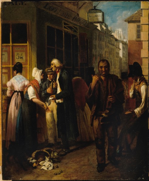 Bureau de la loterie royale sous la Restauration, c1820.