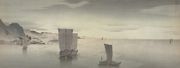Ships anchored offshore, Between 1900 and 1915. Private Collection.