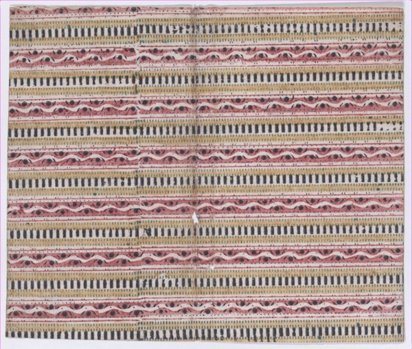 Book cover with overall geometric and stripe pattern, 19th century.