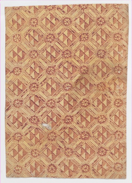 Sheet with overall pattern of triangles and rosettes, 19th century.