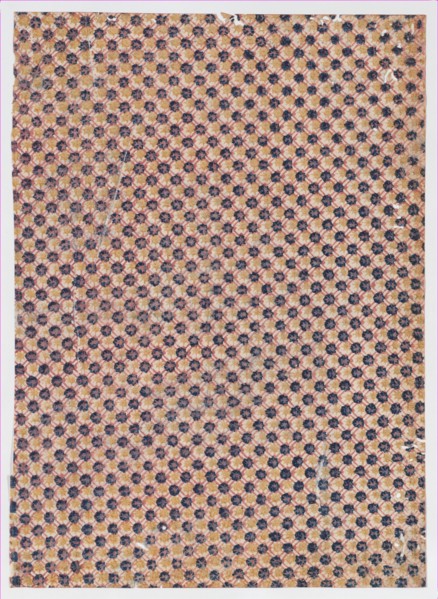 Sheet with overall crisscrossing pattern with large dots, 19th century.