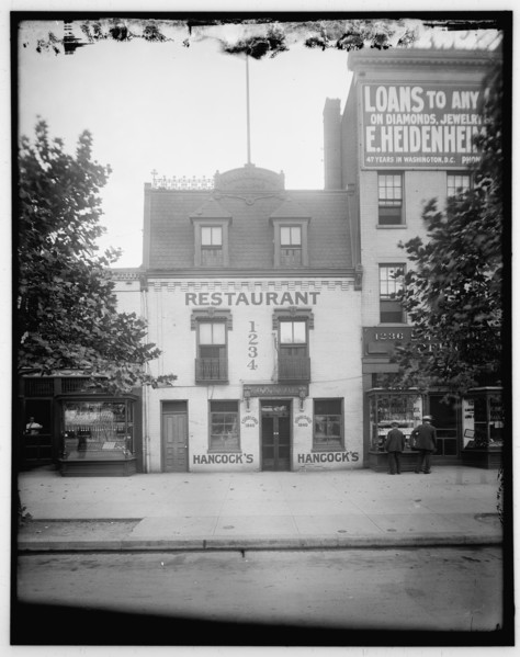 Restaurant: Hancock's, Established 1840, between 1910 and 1920.