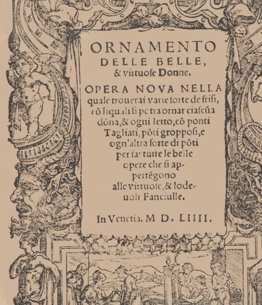 Ornamento delle belle & virtuose donne, title page (recto), 1554.