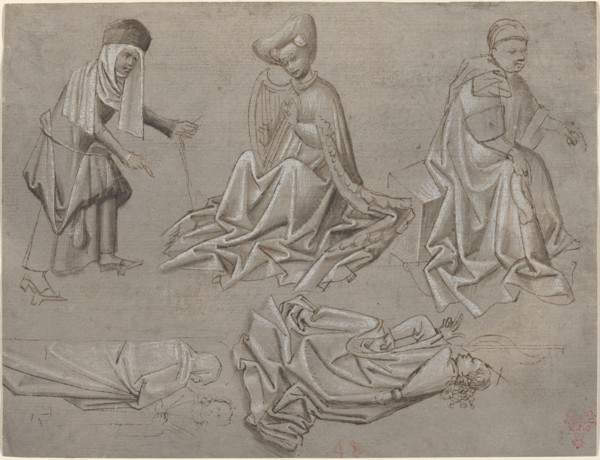 Studies for Six Figures (sheet from a model book) [recto], c. 1450/1460.