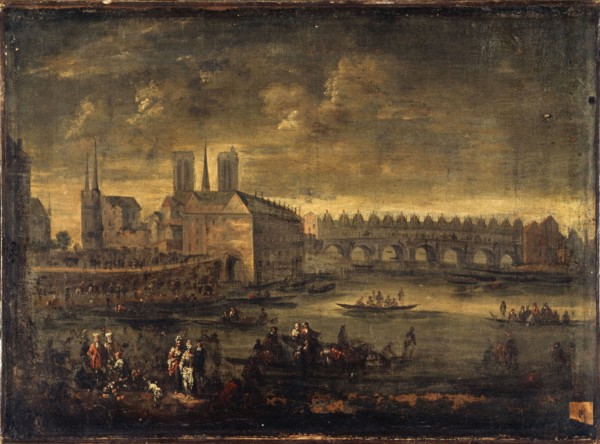 The city and Pont Saint-Michel, around 1650, current 4th arrondissement.